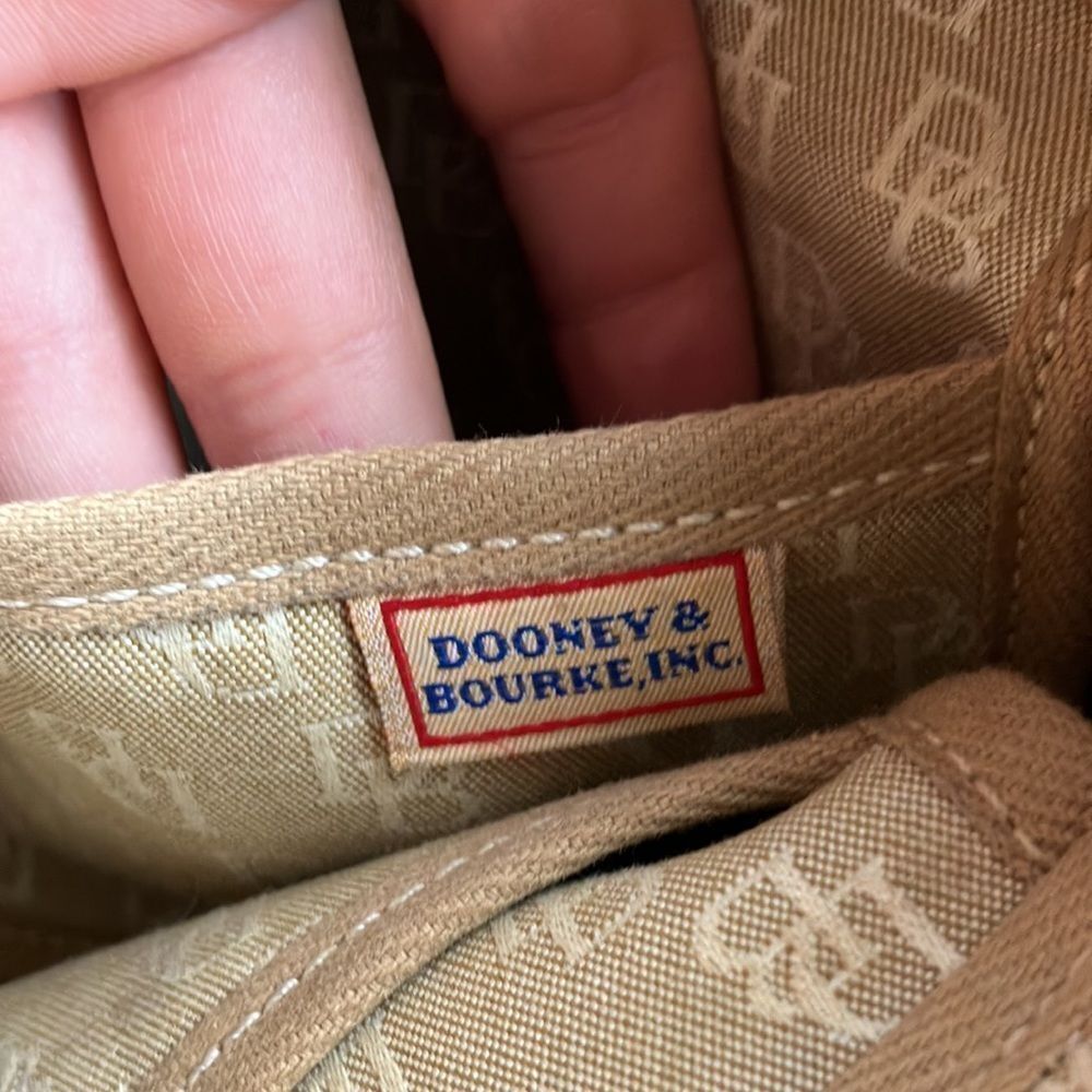 Vintage 1990s Dooney and Bourke Tan Brown Tassel Tote Monogram Purse - Picture 10 of 11
